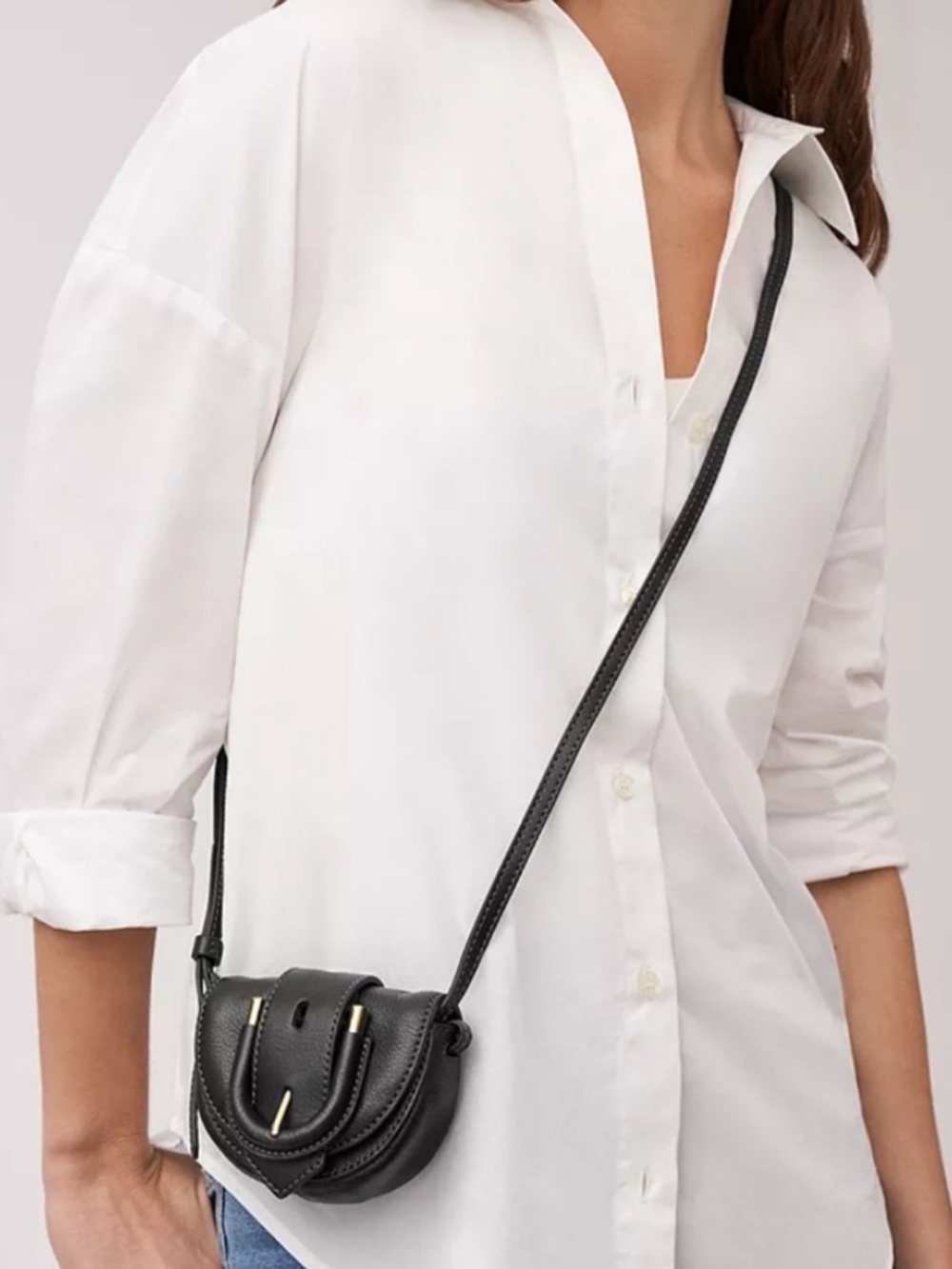 FOSSIL Black Leather Harwell Mini Flap Crossbody Purse Bag NWT